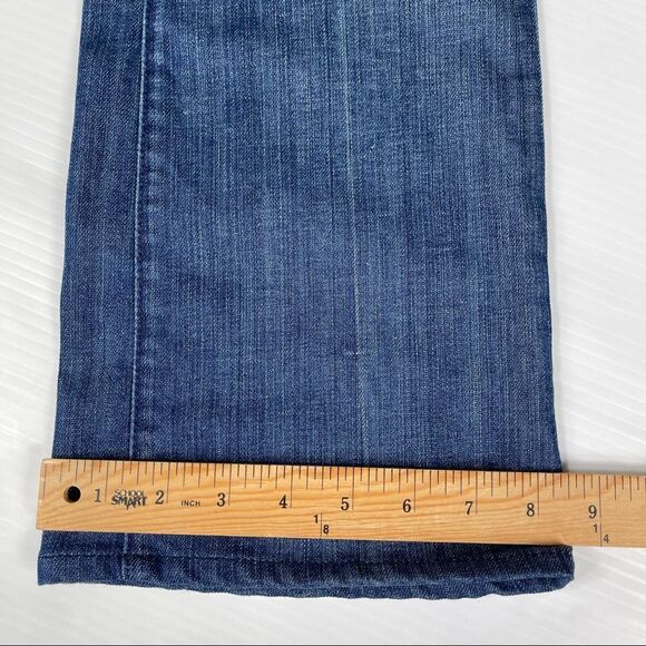 7FAM Jeans Flip Flop Dark Wash Flare Crystal Paint Splatter Women's 25 HEMMED - Picture 11 of 11